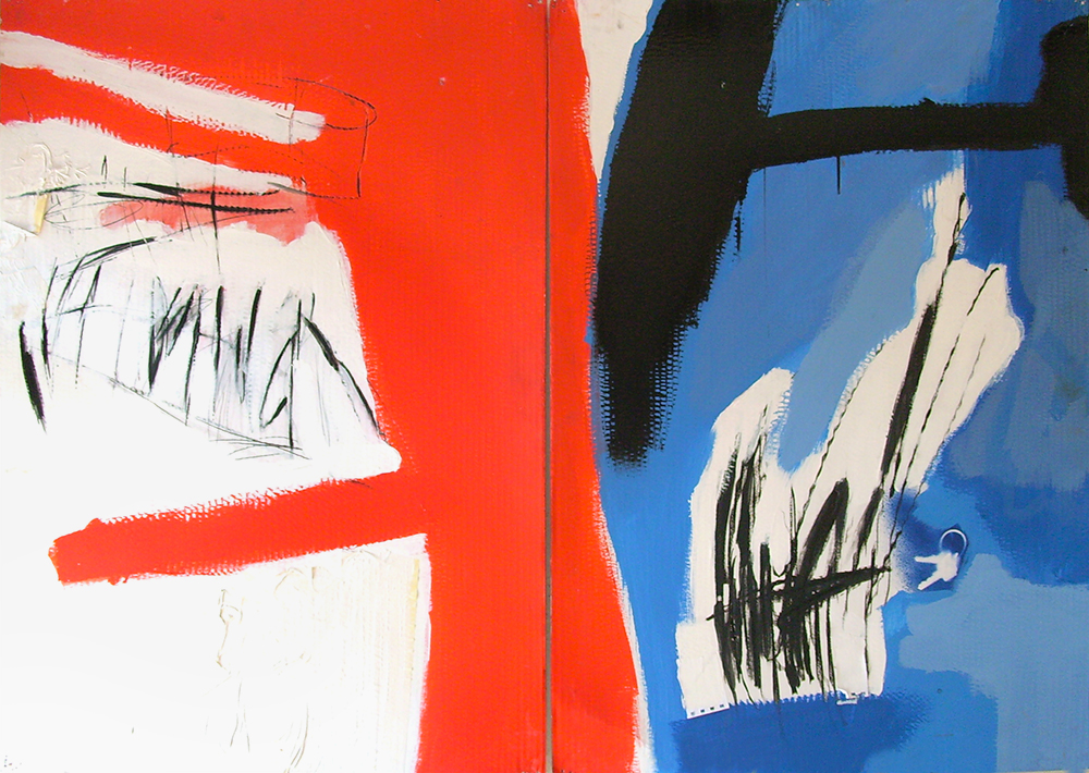 keys, kiss (2007) mixed media on cardboard 100x140cm