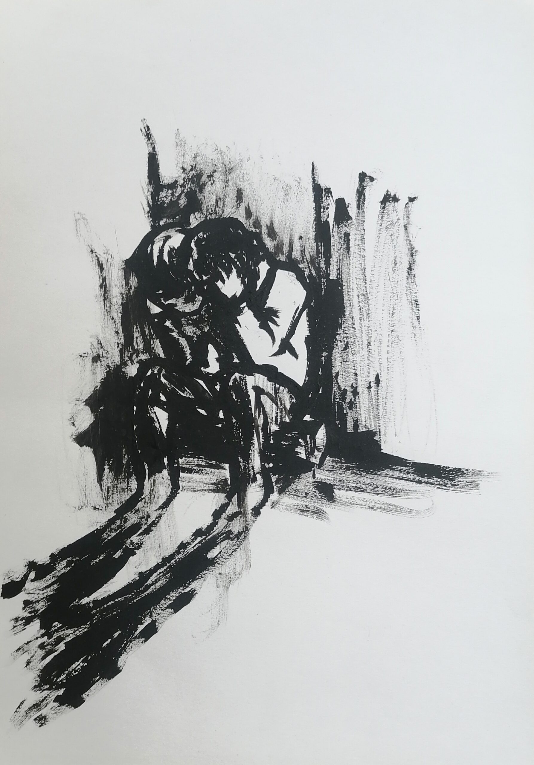 cabeza doble (2020) acrylic on paper 29,7x21cm